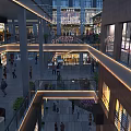 Vibrant Multi Level Commercial Street With Pedestrians Shops Lighting Plants And Open Design