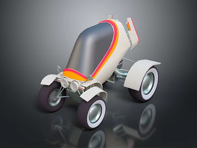 Stylish Concept Motorcycle Featuring Streamlined Silver Body Red Yellow Stripes And White Wheels 3d model