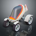 Stylish Concept Motorcycle Featuring Streamlined Silver Body Red Yellow Stripes And White Wheels
