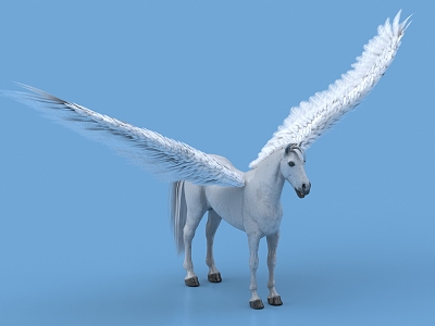 Tianma Dragon Horse White Horse Wings Angel Wings Unicorn Beast model