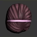 3D Cartoon Character Head Model With Purple Hair Big Eyes And Pink Turtleneck