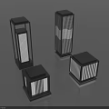 Sleek Outdoor Lights With Square Rectangular Frames And Illuminated Design 3d model