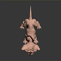 Pink Fantasy Dog Creature With Large Ears Big Eyes Collar And Tongue Out