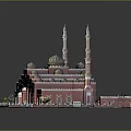 Traditional Islamic Architecture With Red Domes Minarets Courtyard Arches And Greenery