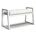 Modern Wooden Bench With Blue Cushion And Oak Frame For Living Room