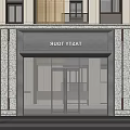 Modern High Rise Residential Buildings With Central Entrance Fountain Car And Green Landscape
