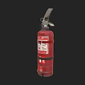 Red Fire Extinguisher With Black Hose Pressure Gauge And Safety Label