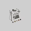 Golden Shower Head System With Handheld Sprayer Control Knobs And Gray Panel