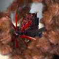 Red Rocket Propulsion Engine Amid Cosmic Dust Clouds And Launch Platform 3d model