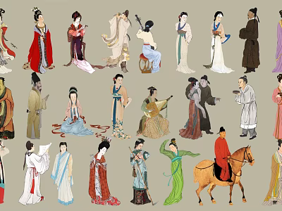Ancient Historical People In Traditional Costumes With Various Poses Including Riding 3d model