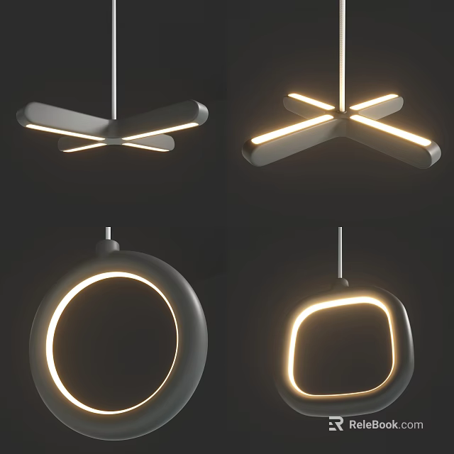 Unique Shaped Modern Pendant Lights With Geometric Design And LED Illumination For Interior Decor 3d model 