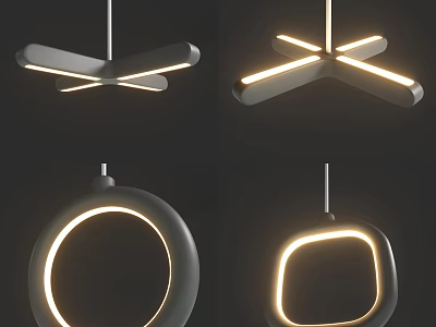 Unique Shaped Modern Pendant Lights With Geometric Design And LED Illumination For Interior Decor 3d model
