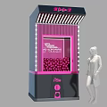 Pink And Black Claw Machine With Illuminated Design And Pink Balls For Entertainment