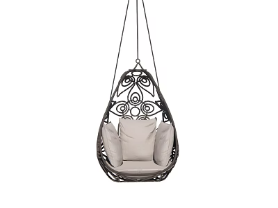 Elegant Hanging Chair with Decorative Metal Frame and Padded Seat for Indoor Outdoor Use 3d model