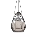 Elegant Hanging Chair with Decorative Metal Frame and Padded Seat for Indoor Outdoor Use