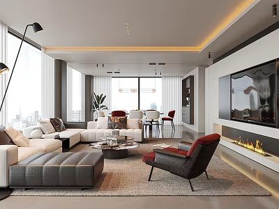 Elegant Modern Living Room Sofa And Coffee Table Set For Bright Spacious Luxury Apartment 3d model
