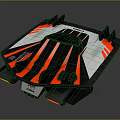 Red And Black Racing Model Vehicle With Aerodynamic Design And White Stripes