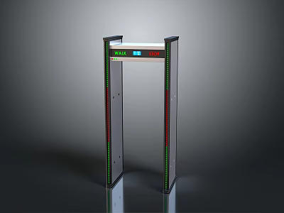 Security Gate With Metal Frame Digital Display And LED Indicators For Public Security Screening 3d model