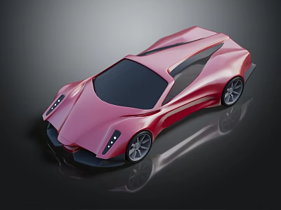 Pink Sports Car with Modern Sleek Exterior Design Black Windows and Silver Wheels 3d model