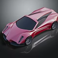 Pink Sports Car with Modern Sleek Exterior Design Black Windows and Silver Wheels