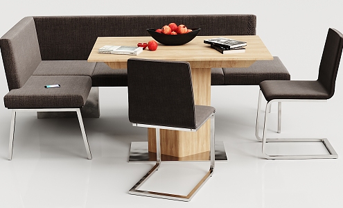 Modern Dining Table and Chair Combination Solid Wood Flannel Dining Table and Chair Combination 3d model