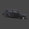 Vintage Rusty Classic Car With Weathered Exterior And Old Design Details