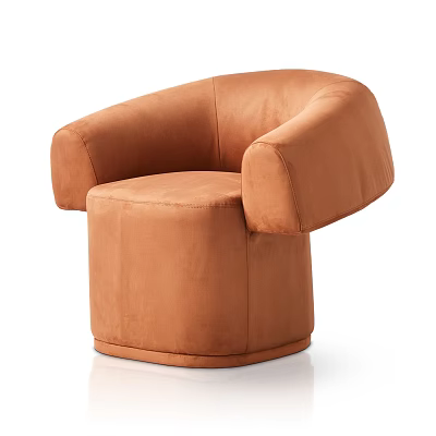 Modern Brown Leisure Chair With Rounded Armrests And Soft Velvet Upholstery 3d model