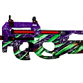 Modern Colored Gun With Purple Green Cracked Design And Red Accents On Dark Background