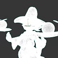 3D Witch Character In Purple Hat With Floating Spheres And Energy Effects