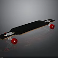 Black Longboard Skateboard With Orange Edge Red Wheels And White Trucks
