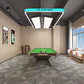 Shopping Mall Store With Multiple Pool Tables Bright Interior Blue Light Strips And Large Windows