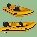 Yellow Inflatable Yacht Design With Black Trim Seats And Motor