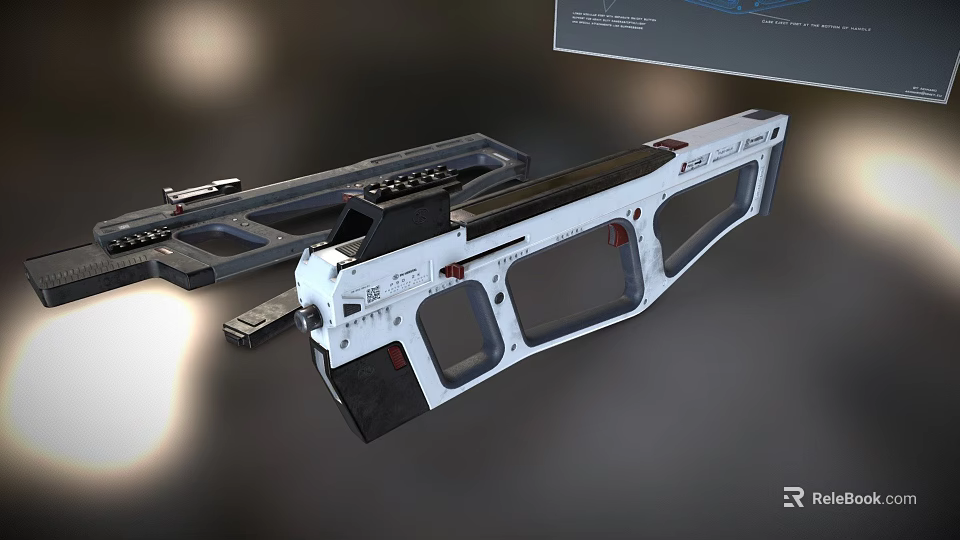 Futuristic Sci Fi Weapon Design With White And Black Color Scheme 3d model 