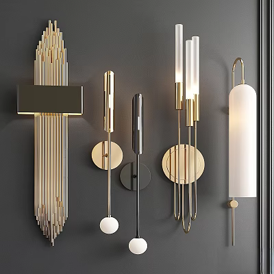 Modern Metal Wall Lamps With Geometric Shapes And Circular Bases Design 3d model