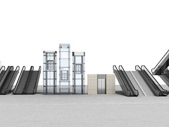 Sightseeing Elevator Glass Elevator Finished Elevator Transparent Elevator Combination Elevator Escalator 3d model