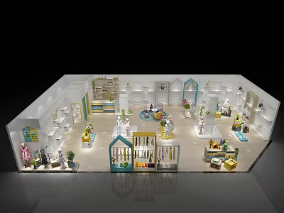 Modern Clothing Store Interior With Display Shelves Clothing Racks And Decorative Plants 3d model