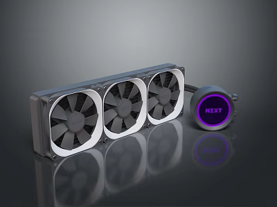 High Performance CPU Liquid Cooling Radiator With Three Quiet Fans and NEXT Logo Control Unit 3d model