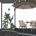 Dining table and chair combination 3d model