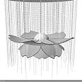 Elegant Modern Chandelier With White Petal Design And Hanging Crystal Beads