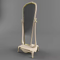 Elegant Floor Mirror With Gold Frame And White Stylish Base Design 3d model