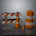 Building Construction Site Featuring Safety Barricade And Orange Traffic Cones With Red White Stripes
