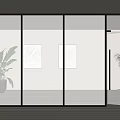 Modern Partition Modern Company Glass Partition Glass Single Door 3d model