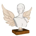 Elegant White Female Bust Sculpture With Angel Wings On Brown Base