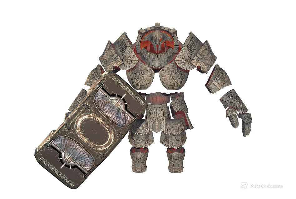 Detailed Medieval Warrior Armor With Decorative Shield And Ornate Design Elements 3d model