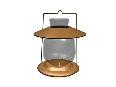 Copper Hanging Lantern With Glass Shade And Metal Frame Design 3d model