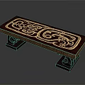 Traditional Dark Wood Bench With Intricate Carved Patterns And Decorative Legs