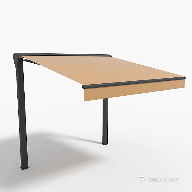 Modern Outdoor Awning With Brown Canvas And Black Metal Support Frame 3d model 