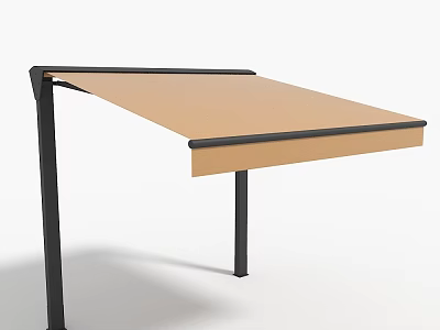 Modern Outdoor Awning With Brown Canvas And Black Metal Support Frame 3d model