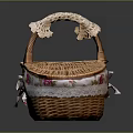 Adorable Small Animal In Heart Shaped Wicker Basket With Floral Lace Trim