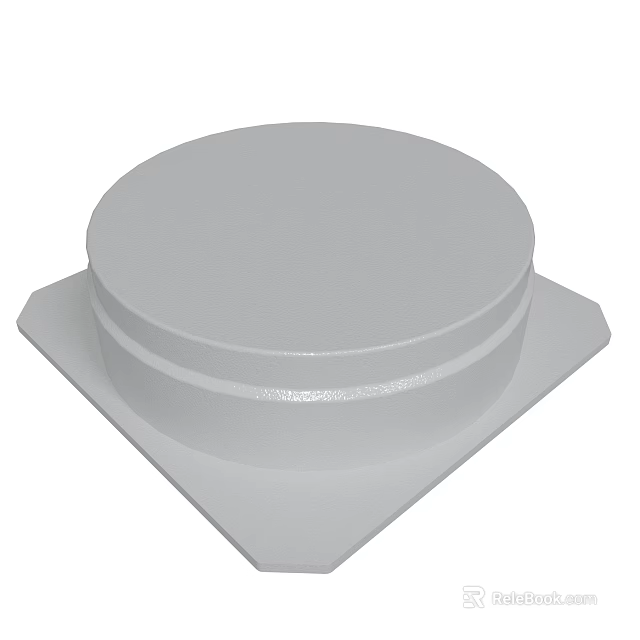 White Round Top Container Lid With Square Base And Smooth Surface 3d model